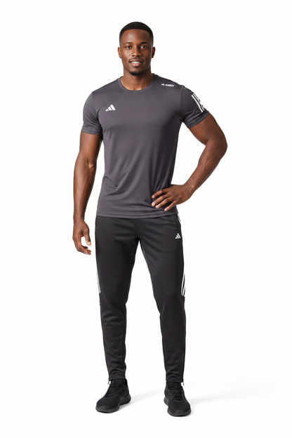 Ensemble Sport (Adi-das) – T-shirt & Pantalon Style Performance Marron TPESMSA05