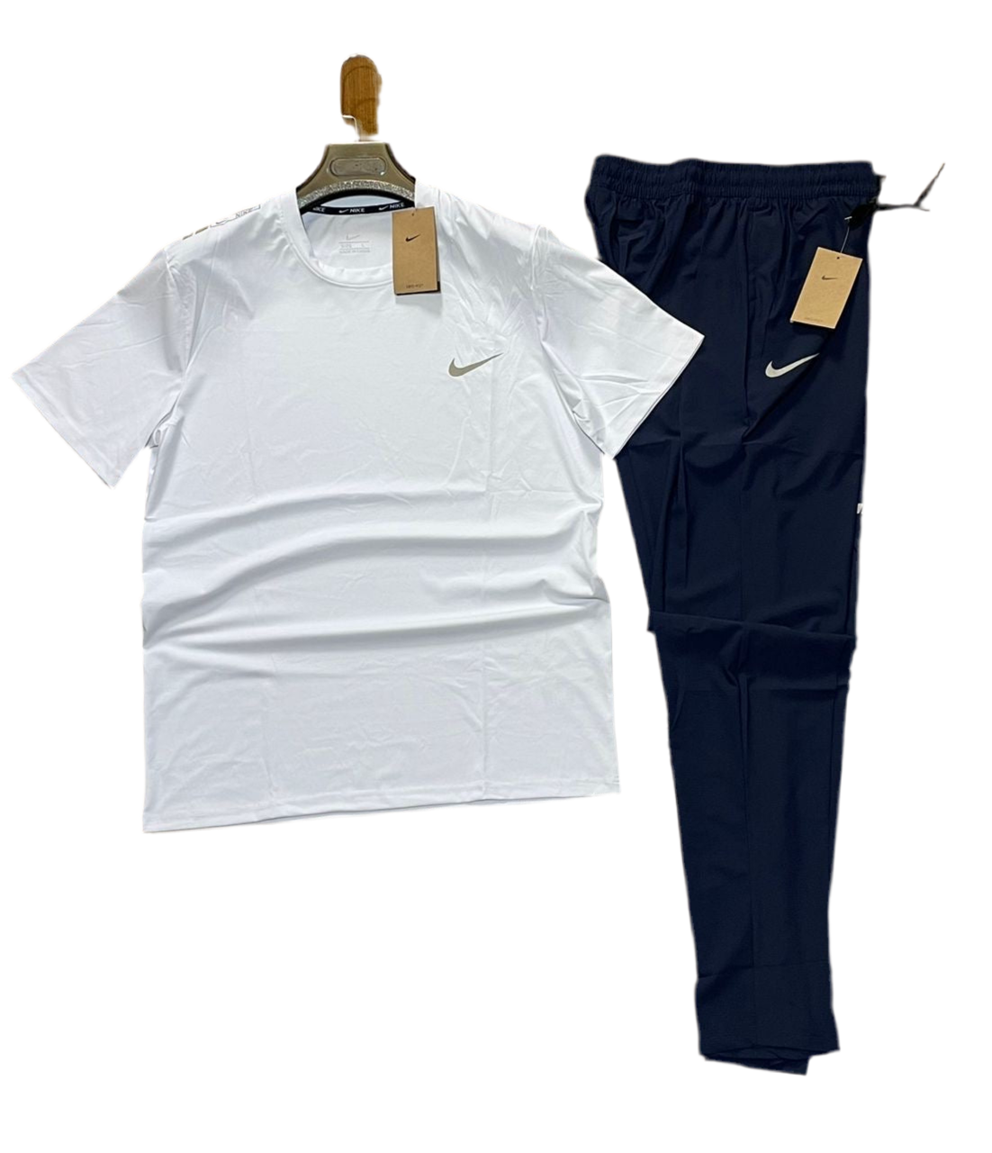 T-shirt sport + pantalon Nike avec fermeture (Blanc) MTSTPN06
