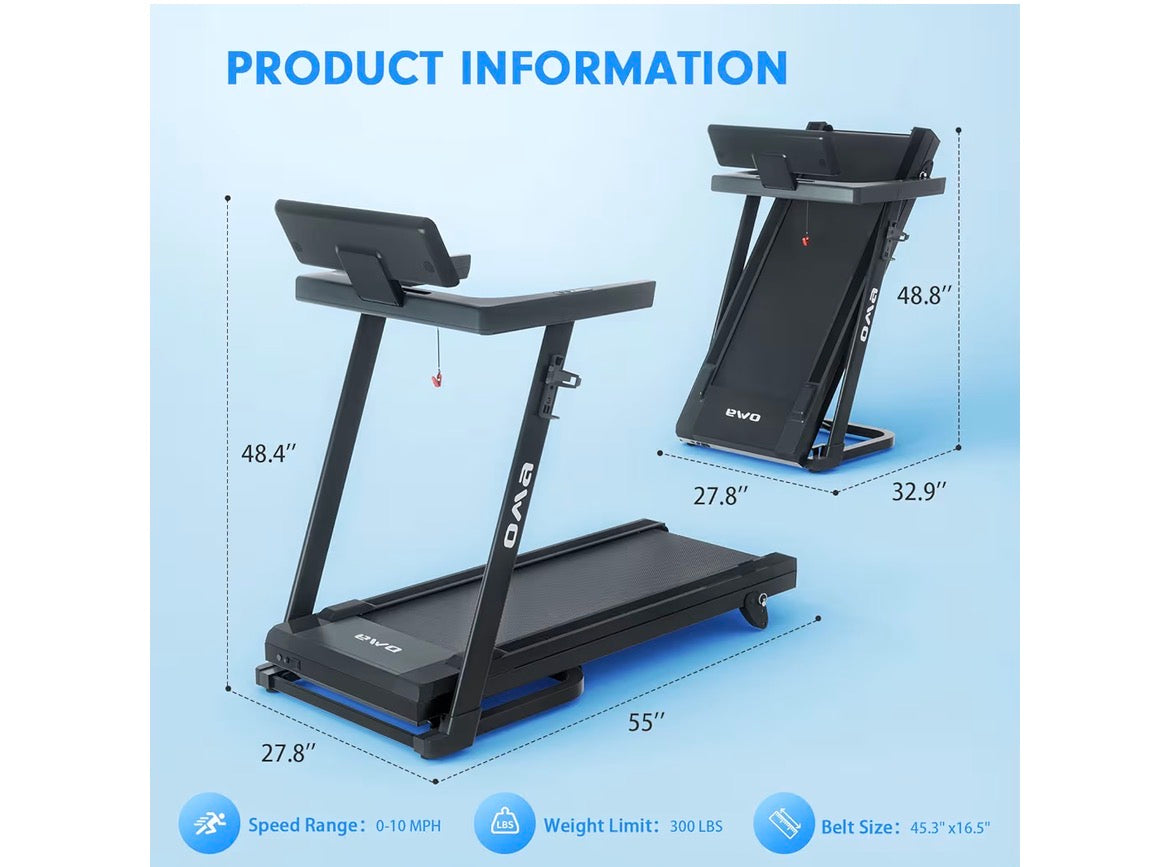 Tapis roulants OMA pour la maison, pliant de capacité max 2.5HP 300 LBS avec écran LED, 36 programmes prédéfinis, machine d'exercice