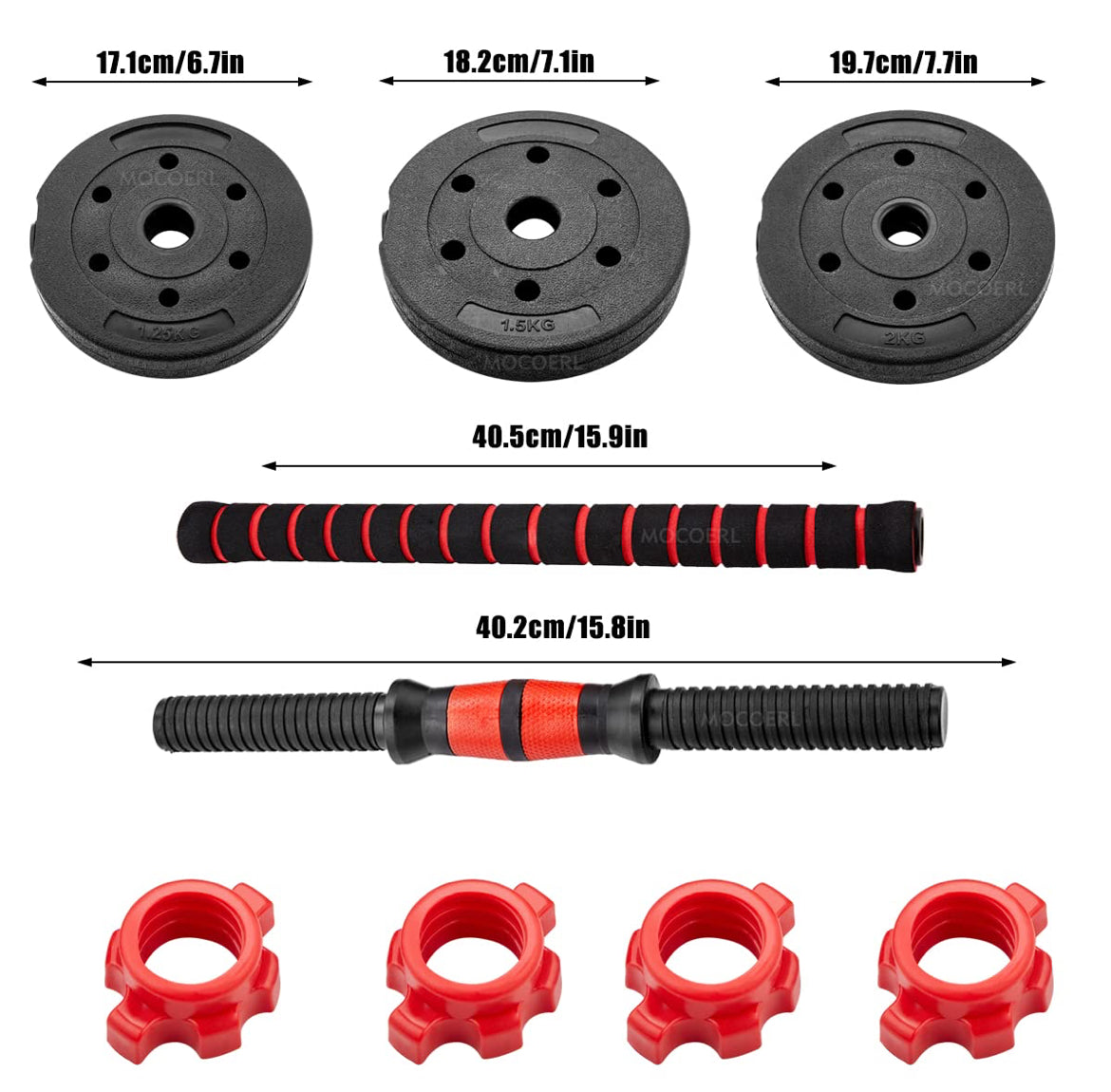 Ensemble d'haltères réglables Sport 2 en 1 (20 kg-30kg-40kg) avec colliers de serrage et tube de connexion