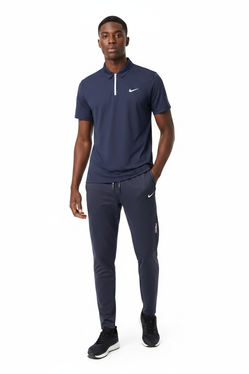 T-shirt col roulé fermeture Ni-ke et pantalon jogging avec (Marine) TPJFMNS10