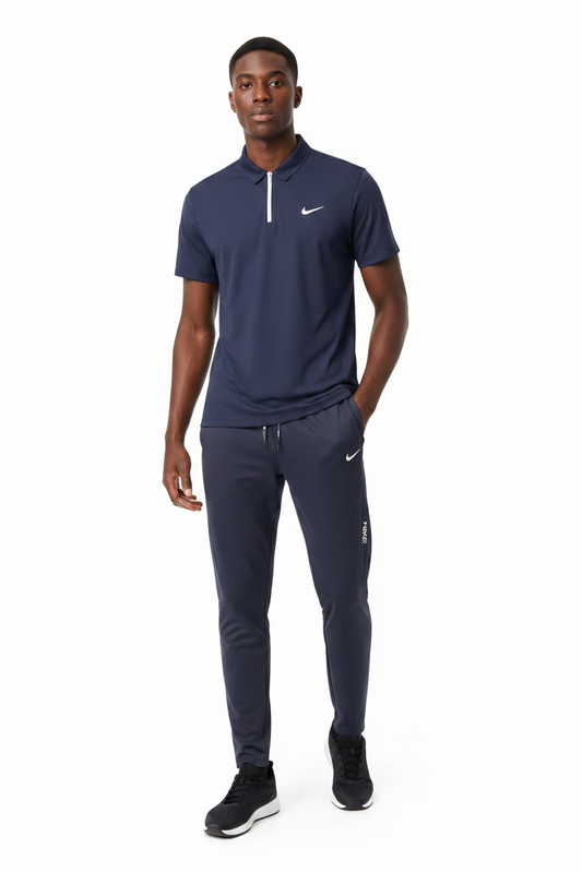 T-shirt col roulé fermeture Ni-ke et pantalon jogging avec (Marine) TPJFMNS10