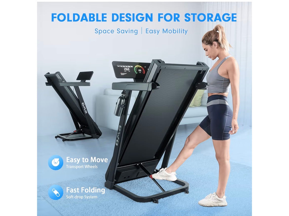 Tapis roulants OMA pour la maison, pliant de capacité max 2.5HP 300 LBS avec écran LED, 36 programmes prédéfinis, machine d'exercice
