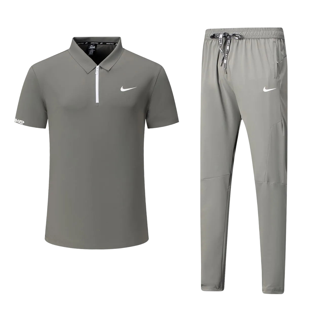 T-shirt col roulé fermeture Ni-ke et pantalon jogging avec (Gris) TPJFMNS09
