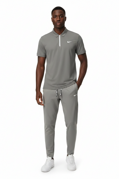 T-shirt col roulé fermeture Ni-ke et pantalon jogging avec (Gris) TPJFMNS09