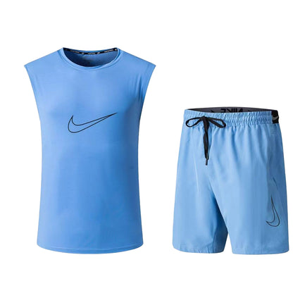 Ensemble de sport Débardeur avec short Nike swoosh (Bleu clair) MSEDSN12