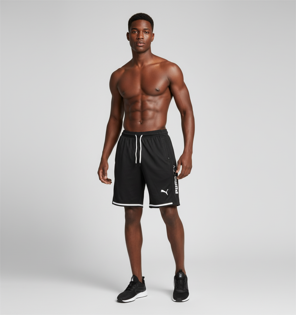 Short loisir Puma noir (bande blanc) avec fermeture SSMSP07