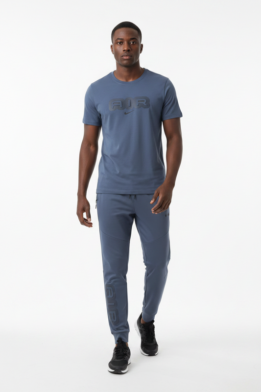 Ensemble Ni-ke AIR Coton – T-shirt & Pantalon Jogging avec fermeture Tech (Marine) TPMSCNA05