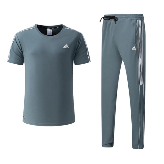 Ensemble Adi-das Tech Coton – T-shirt & Pantalon Jogging avec fermeture 3 stripes (Vert) TPMSCA04