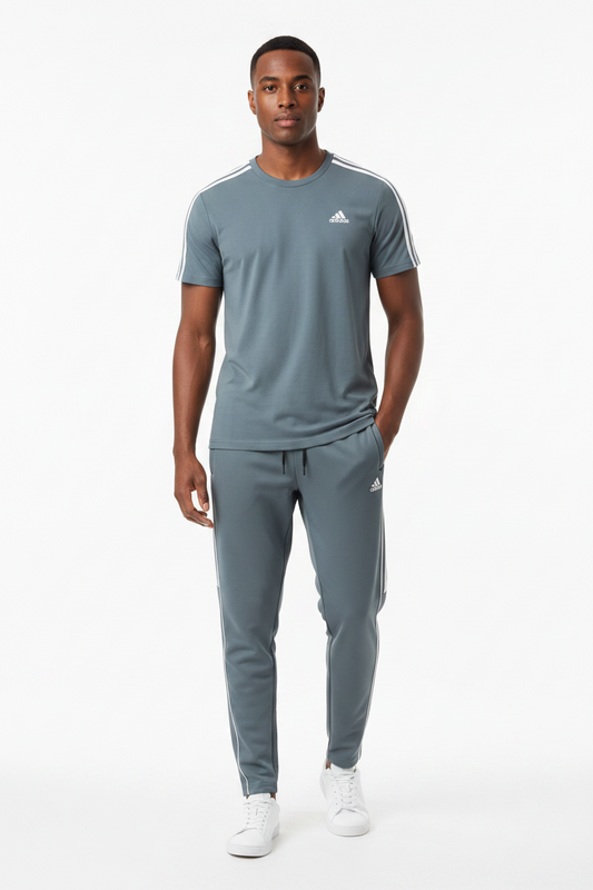 Ensemble Adi-das Tech Coton – T-shirt & Pantalon Jogging avec fermeture 3 stripes (Vert) TPMSCA04