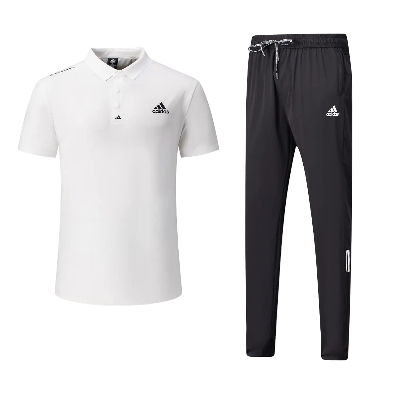 T-shirt col roulé Adi-das et pantalon jogging avec fermeture (Blanc/Noir) TPJFMAS04