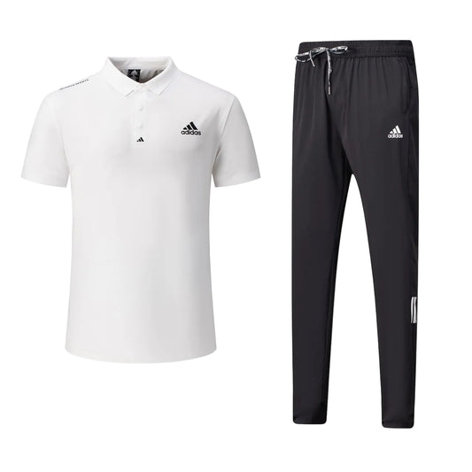 T-shirt col roulé Adi-das et pantalon jogging avec fermeture (Blanc/Noir) TPJFMAS04