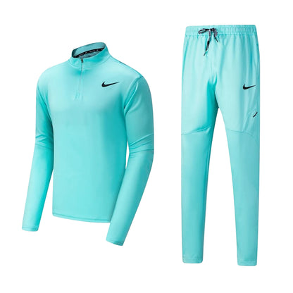 Ensemble Nike sport long manche col zippé avec pantalon jogging (Bleu clair) MSESLMN08