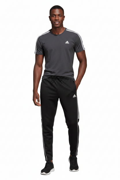 Ensemble Adi-das Tech Coton – T-shirt & Pantalon Jogging avec fermeture 3 stripes (Gris/Noir) TPMSCA05