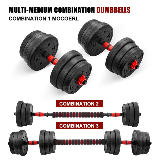 Ensemble d'haltères réglables Sport 2 en 1 (20 kg-30kg-40kg) avec colliers de serrage et tube de connexion