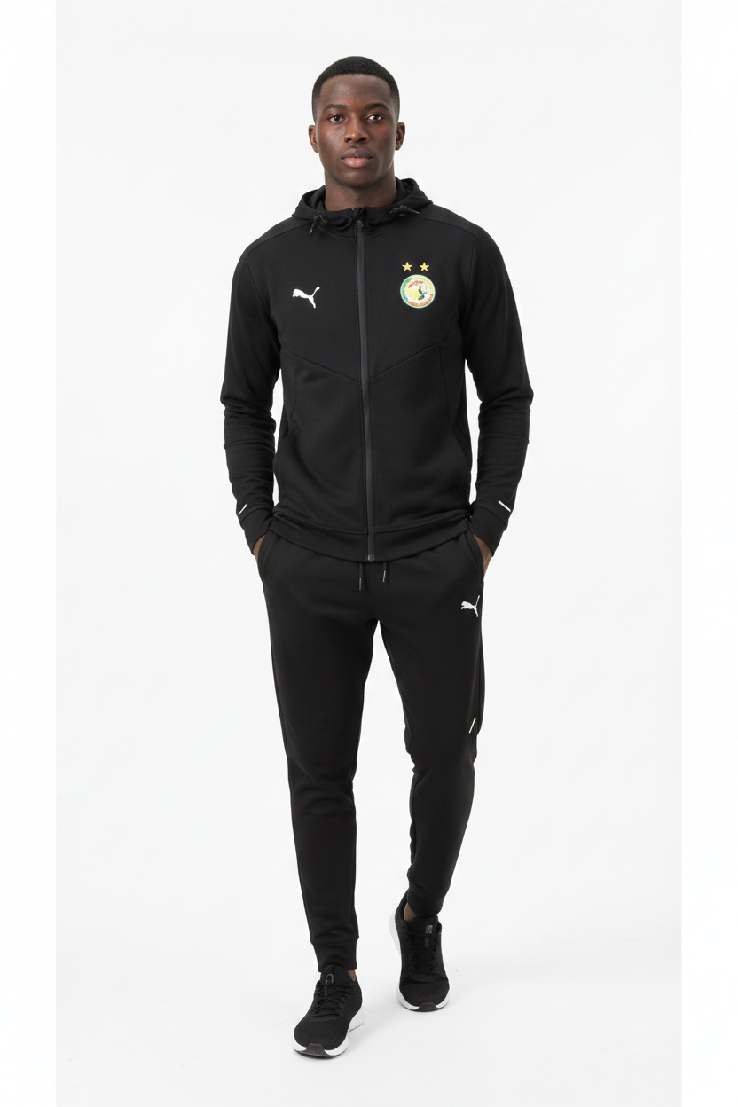 Ensemble Survêtement Senegal avec capuche (coton) (noir/noir) 2025-2026 SMSSC02
