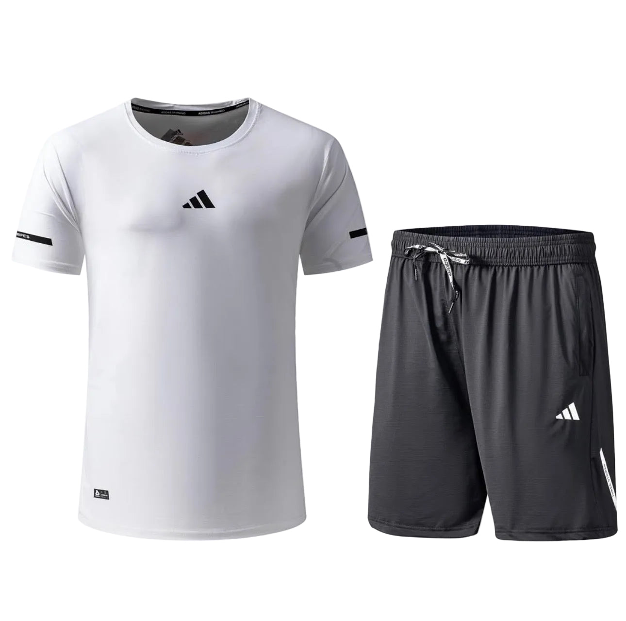 Ensemble Fitness (Adi-das) – T-shirt & Short sport Blanc TSMSEF03