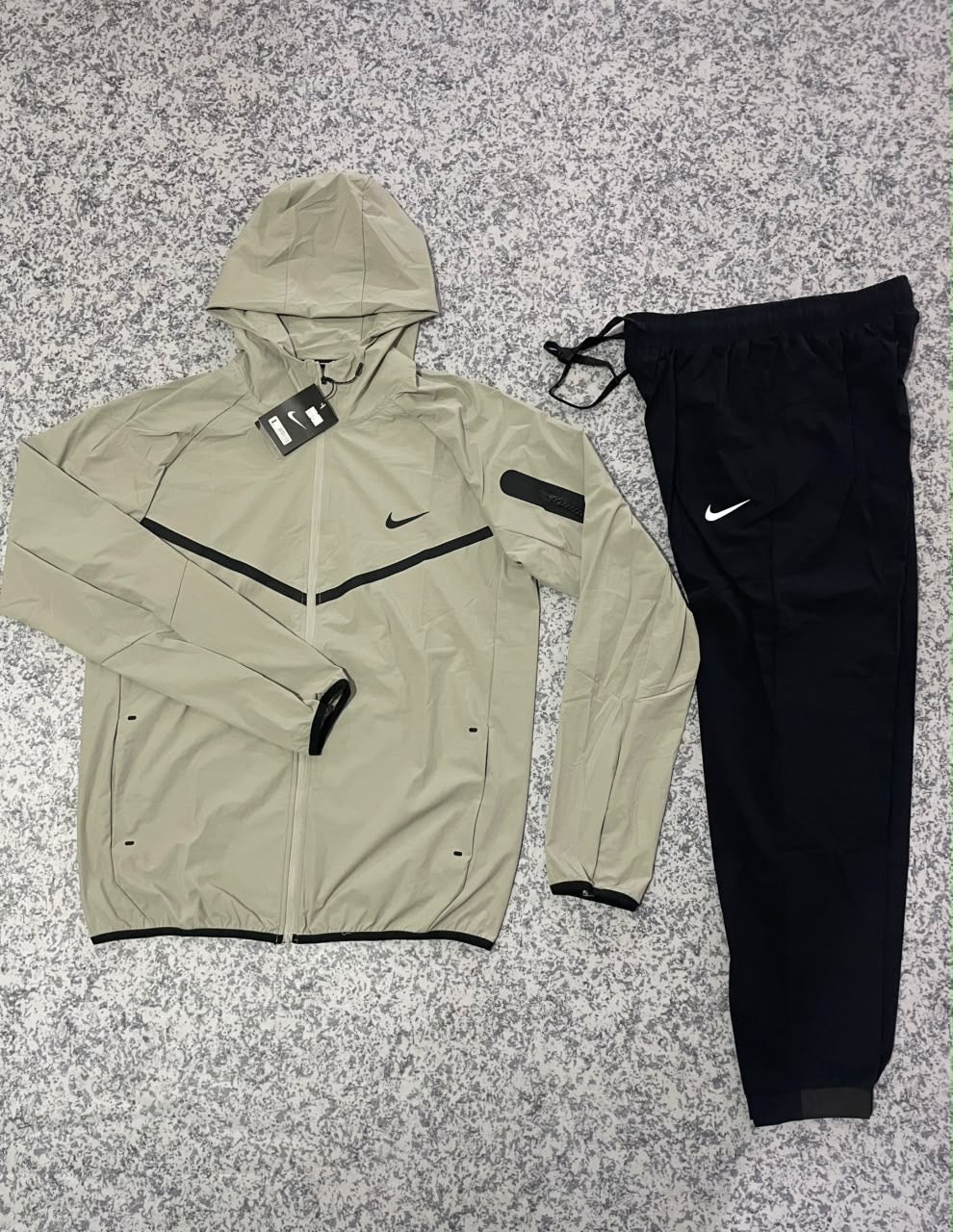 Ensemble Survêtement fitness Ni-ke swoosh avec Capuche (toile) Biege