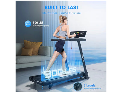 Tapis roulants OMA pour la maison, pliant de capacité max 2.5HP 300 LBS avec écran LED, 36 programmes prédéfinis, machine d'exercice