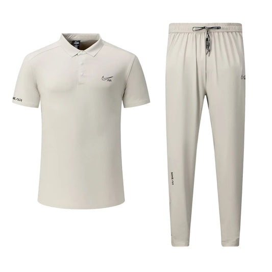 T-shirt col roule Ni-ke Air et pantalon jogging avec fermeture (Beige) TPJFMNS19