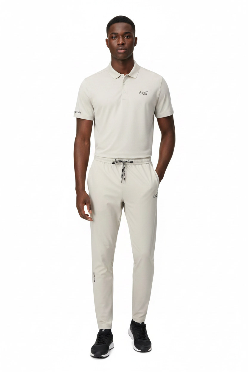 T-shirt col roule Ni-ke Air et pantalon jogging avec fermeture (Beige) TPJFMNS19