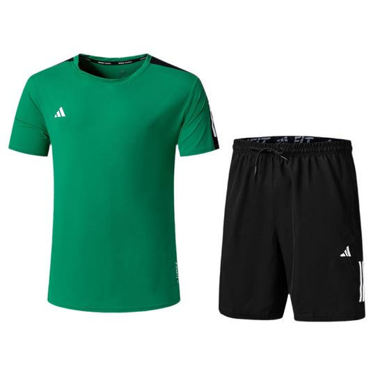 Ensemble de sport Adidas Unisexe – T-shirt & Short (Vert/Noir)