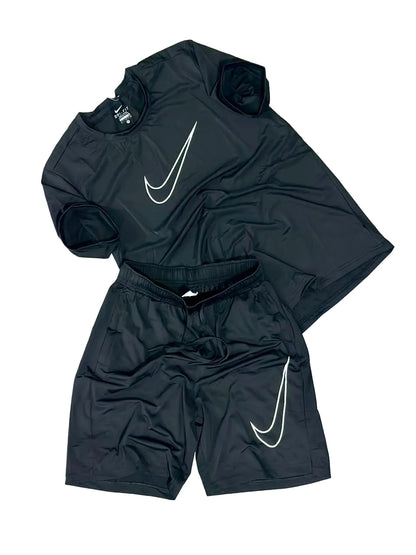 Ensemble sport (Ni-ke Swoosh) – T-shirt & Short avec fermeture (Noir) ETFSTSN04