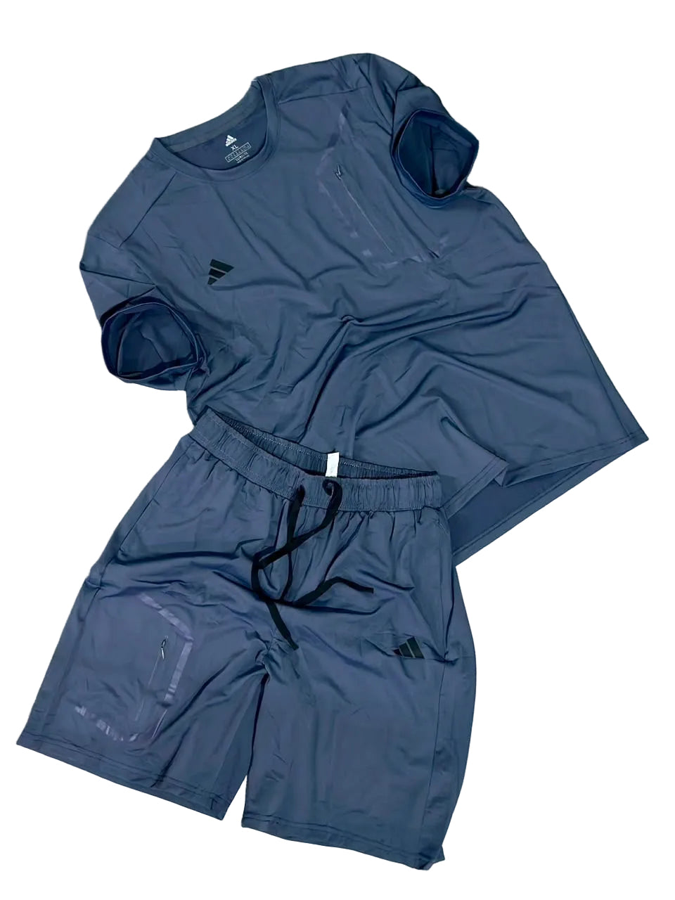 Ensemble sport (Adidas) – T-shirt & Short avec fermeture (Marine) ETFSTSA07