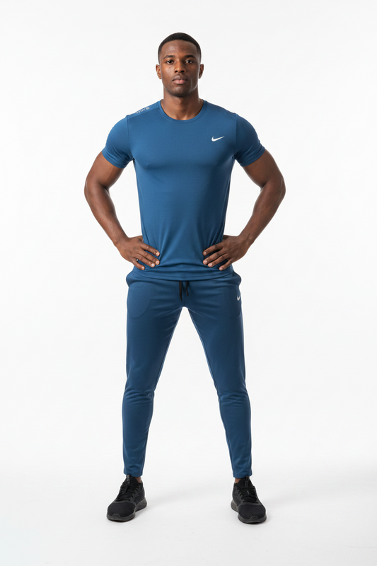 Ensemble Sport (NI-KE) – T-shirt & Pantalon Style Performance Bleu TPESMSN08