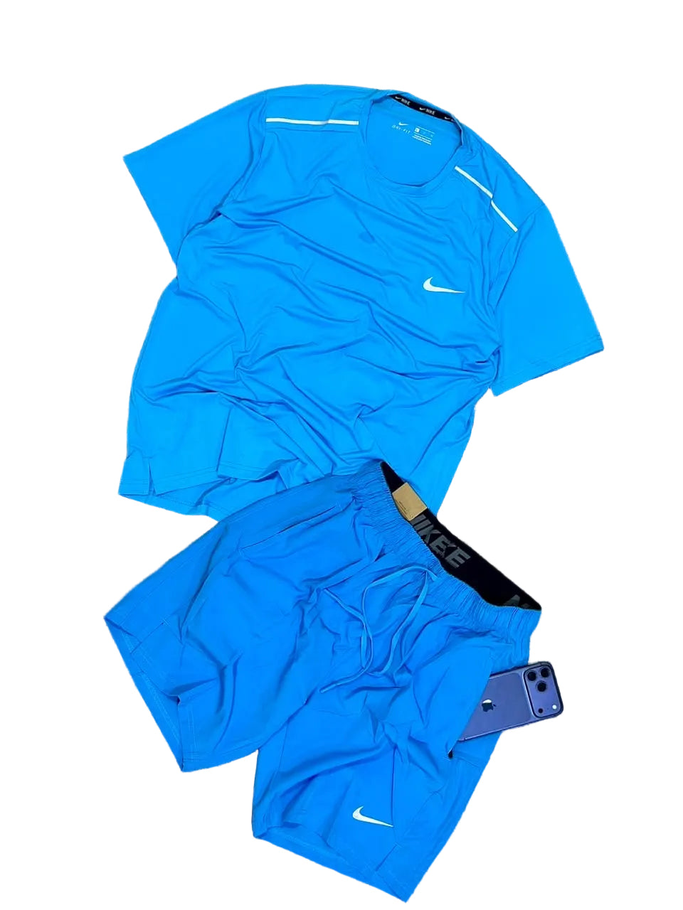 Ensemble T-shirt et Short Sport NI-KE avec fermeture Unisexe Bleu