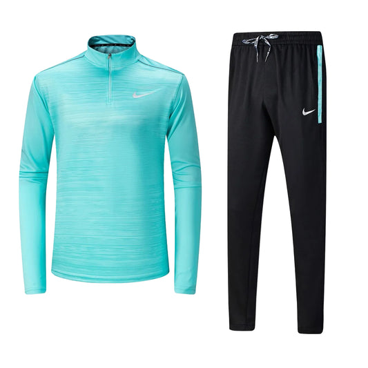 Ensemble Nike sport long manche col zippé avec pantalon jogging (Bleu clair/Noir) MSESLMN09