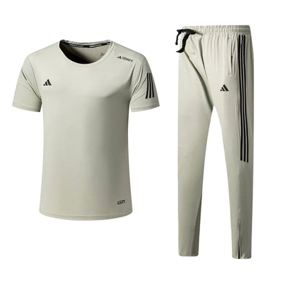 Ensemble Sport (Adi-das) – T-shirt & Pantalon Style Performance Beige Olive TPESMSA01