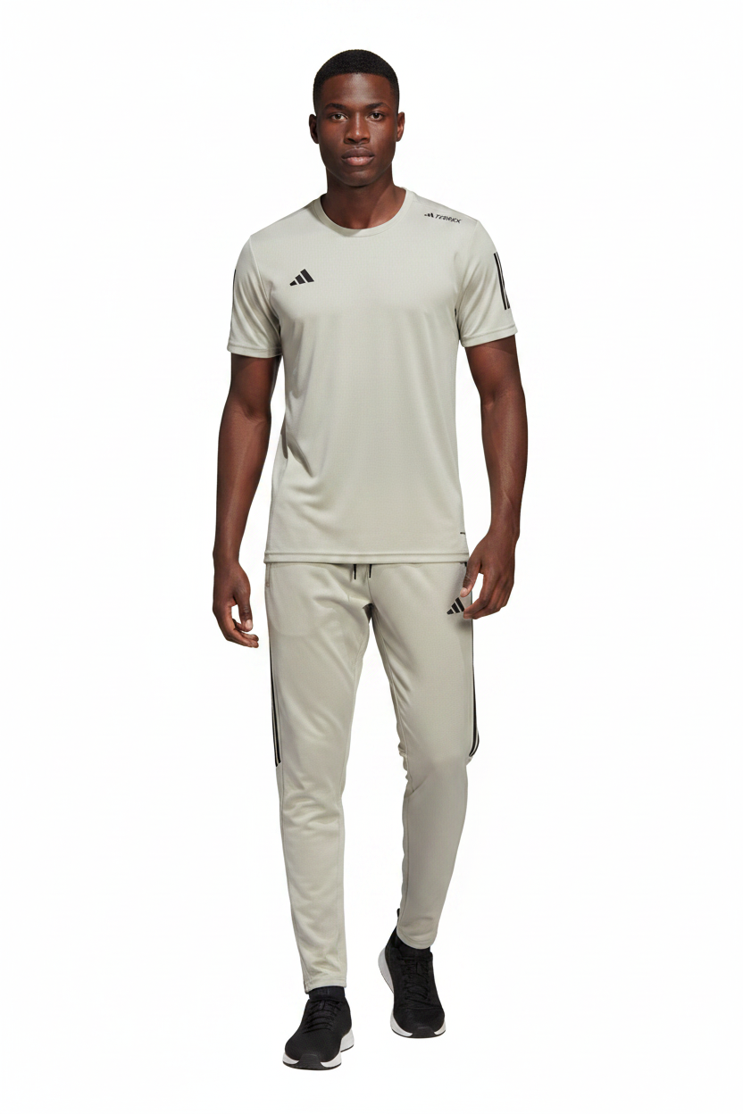 Ensemble Sport (Adi-das) – T-shirt & Pantalon Style Performance Beige Olive TPESMSA01