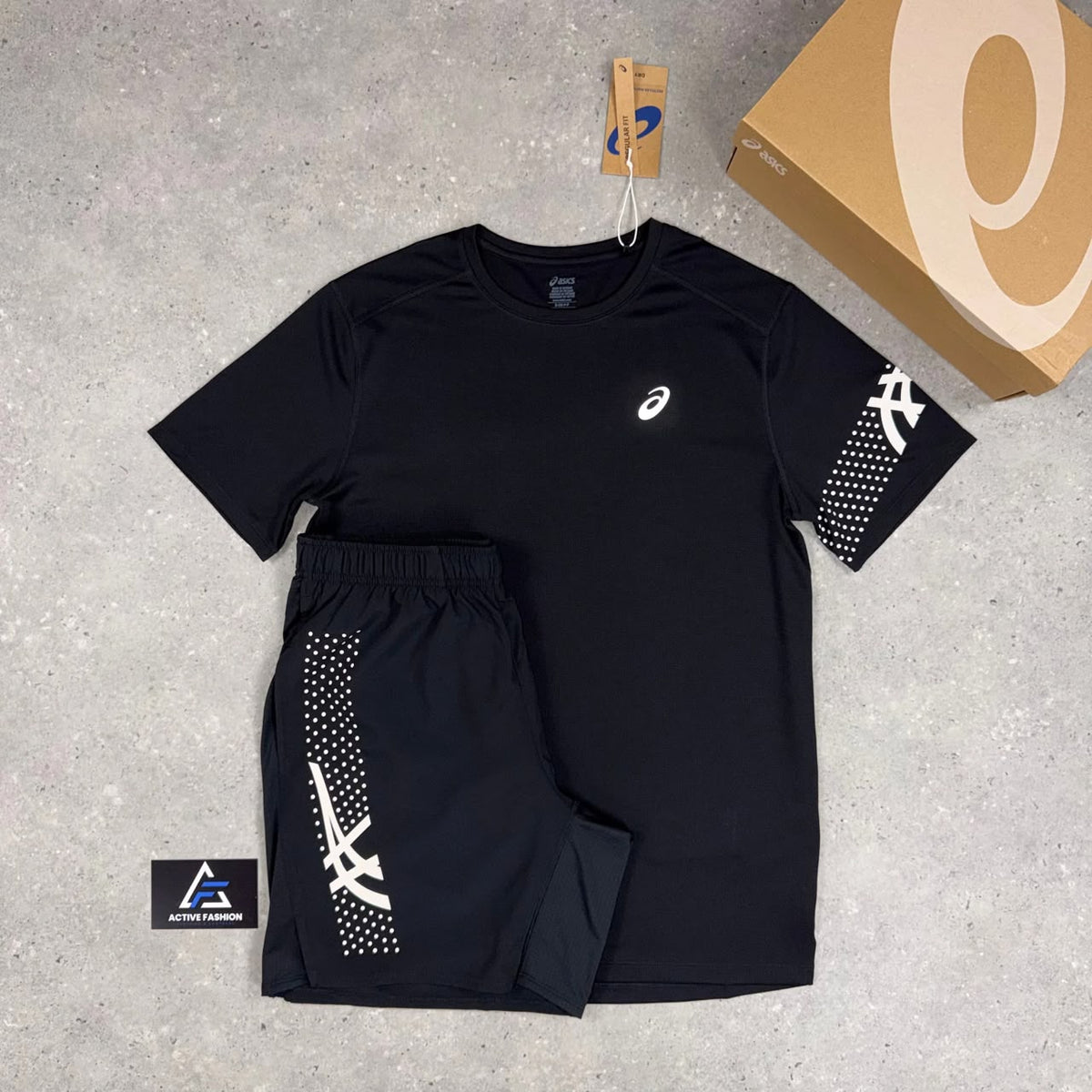 Ensemble Sport ASICS Unisexe – T-shirt et short avec fermeture Noir