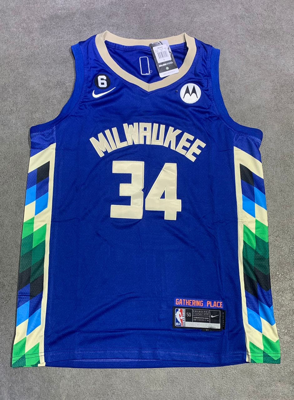 Maillot Basketball Milwaukee (#34) Bleu