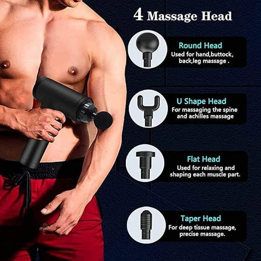 Pistolet de massage pour soulager la douleur avec 4 têtes