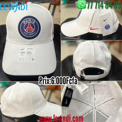 Casquette PSG Blanc Ajustable – Logo Paris Saint-Germain Brodé | Unisexe