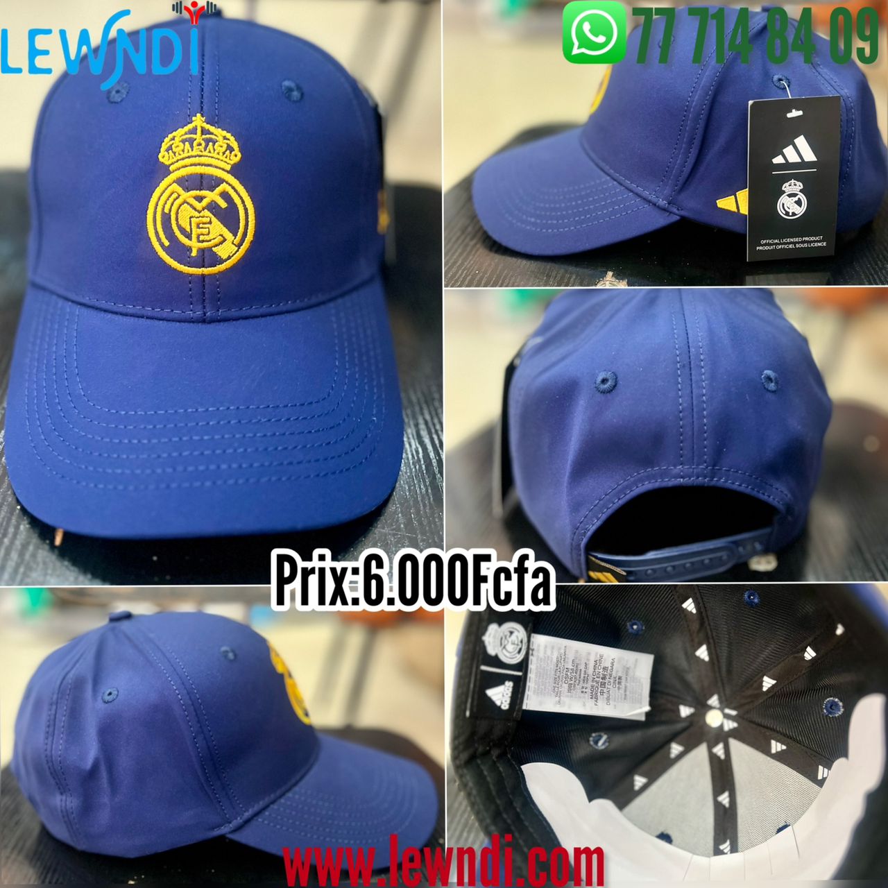 Casquette Real Madrid Bleu(Doré ) Ajustable – Logo Brodé | Unisexe