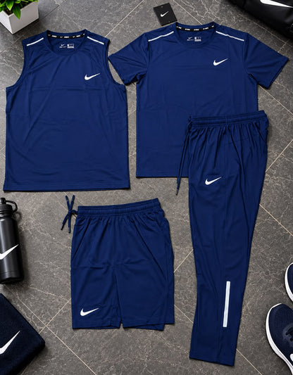 Ensemble Sport 4 Pièces (Derbardeur,Short,T-shirt,et Pantalon)– Bleu