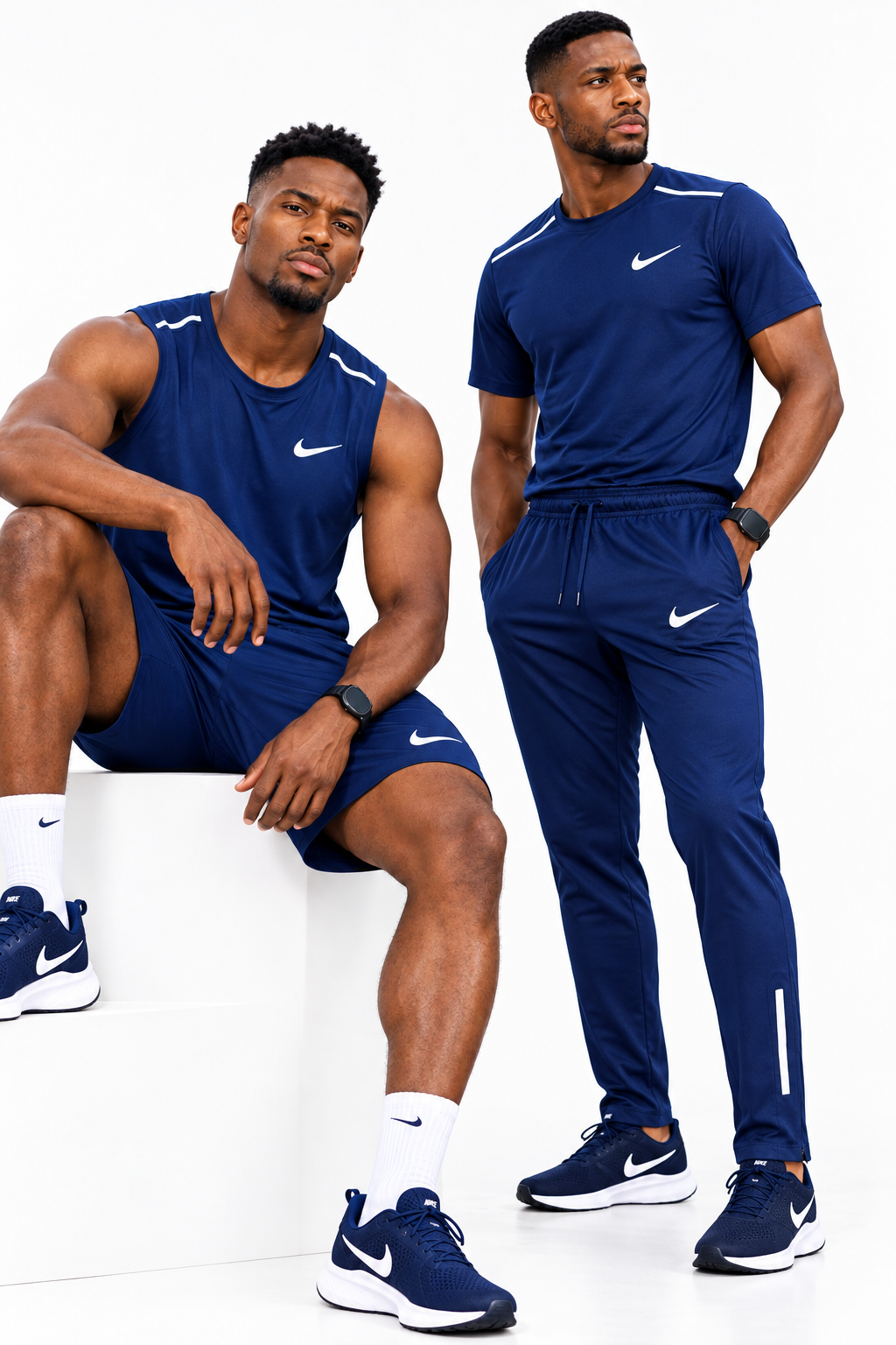 Ensemble Sport 4 Pièces (Derbardeur,Short,T-shirt,et Pantalon)– Bleu