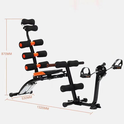 Banc multifonctions pour abdominaux fitness avec bande résistance et pédales