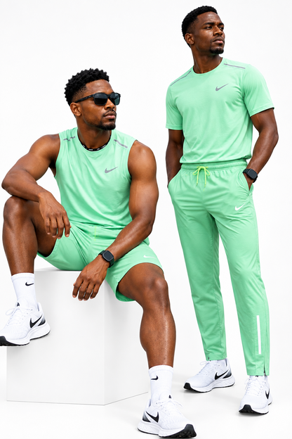 Ensemble Sport 4 Pièces (Derbardeur,Short,T-shirt,et Pantalon)– Vert Menthe