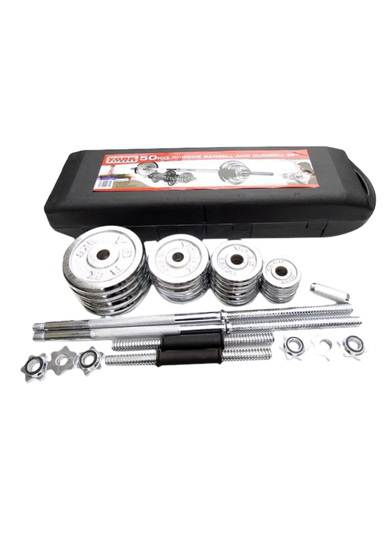 Kit d'haltères chromées 50KG York Fitness