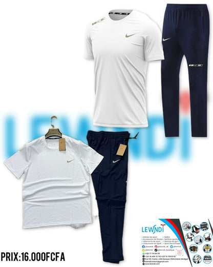 T-shirt sport + pantalon Nike avec fermeture (Blanc) MTSTPN06
