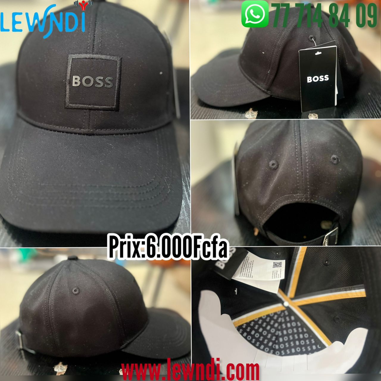 Casquette Boss (carré) Noir Ajustable – Logo Brodé | Unisexe
