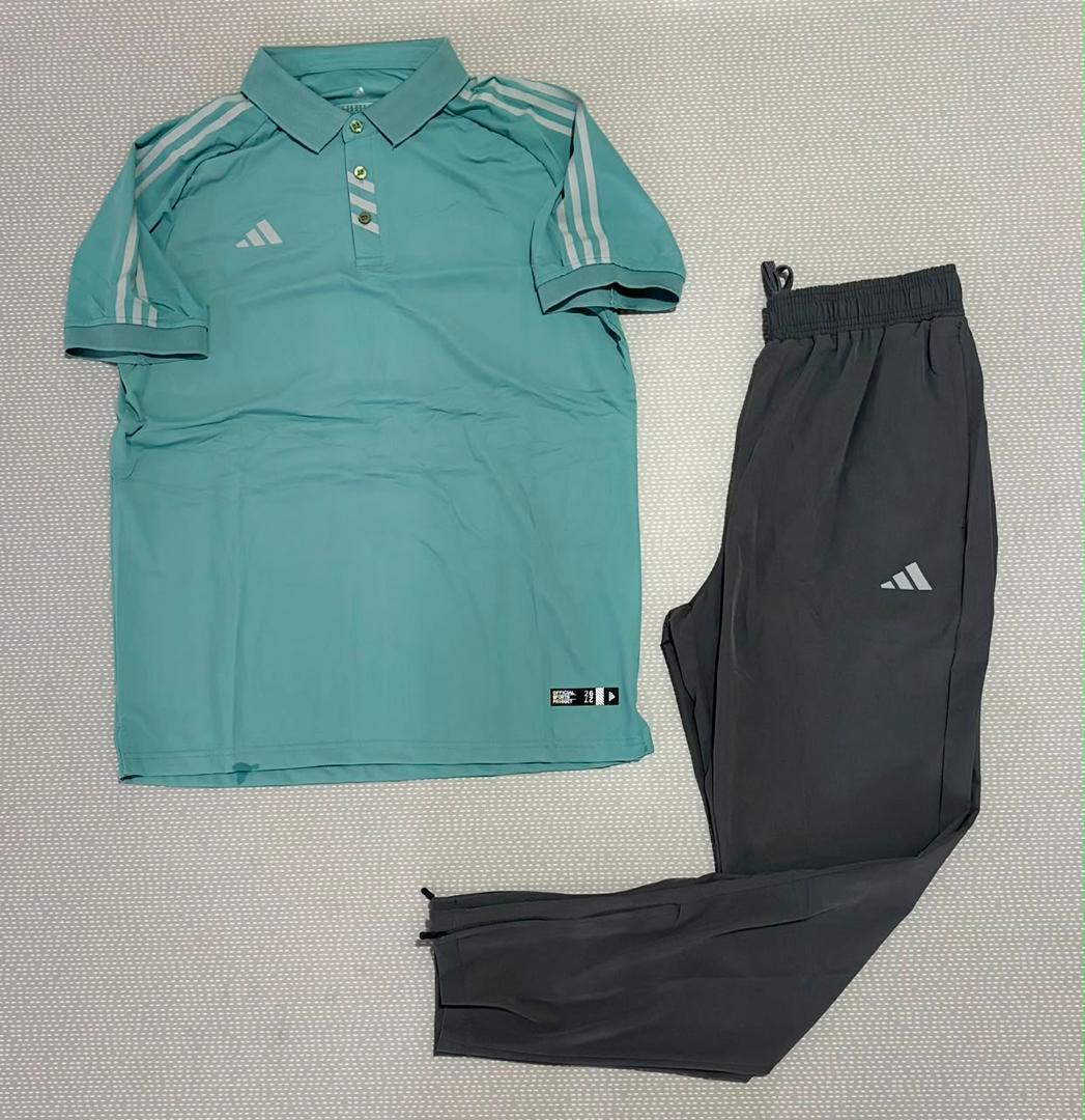 Ensemble Polo & Pantalon de Sport Adi-das (bleu turquoise/Gris) TSCETPA01