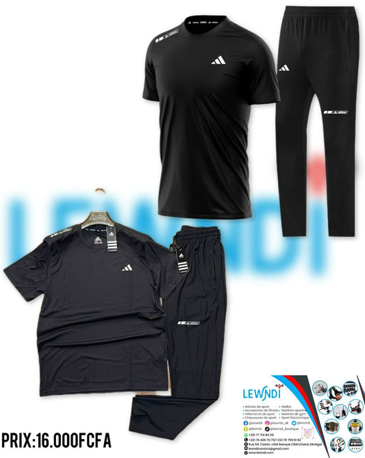 T-shirt sport + pantalon Adidas avec fermeture (Noir) MTSTPA08