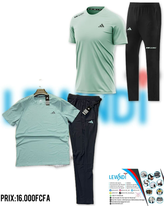 T-shirt sport + pantalon Adidas avec fermeture (Vert) MTSTPA12