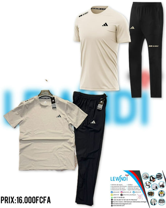 T-shirt sport + pantalon Adidas avec fermeture (Beige) MTSTPA11