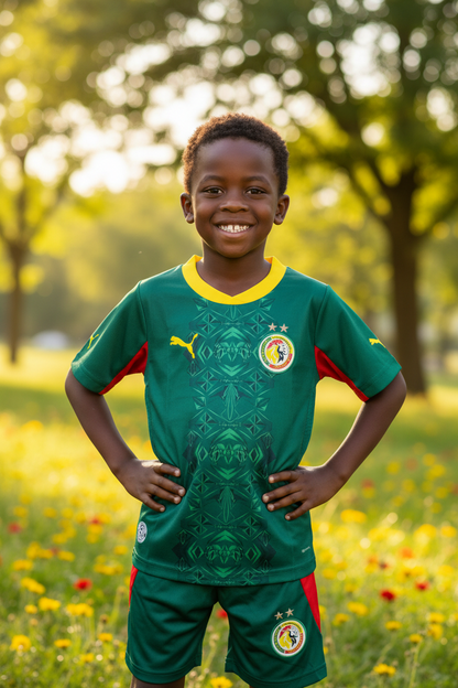Ensemble Maillot Sénégal Cup de monde 2026 (Lions de la Teranga) pour Enfants Extérieur (vert)